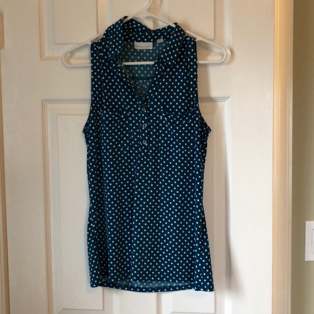 New York and company stretch polka dot blouse